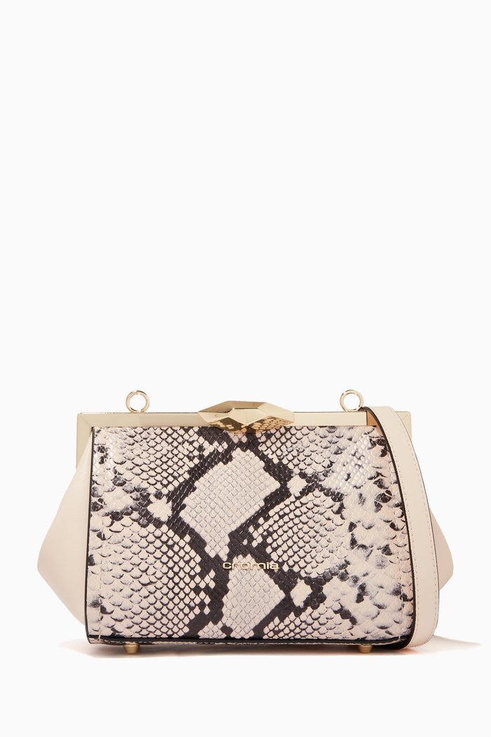 

Iris Crossbody in Snakeskin-embossed Calfskin, Neutral