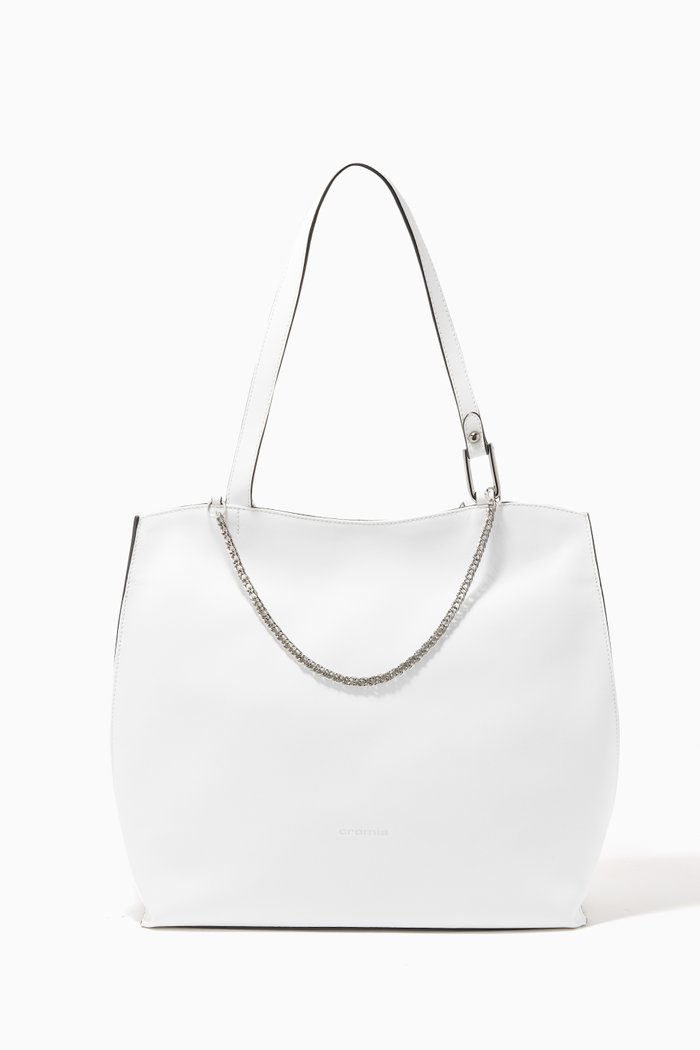 

Chain-link Handbag in Calfskin, White
