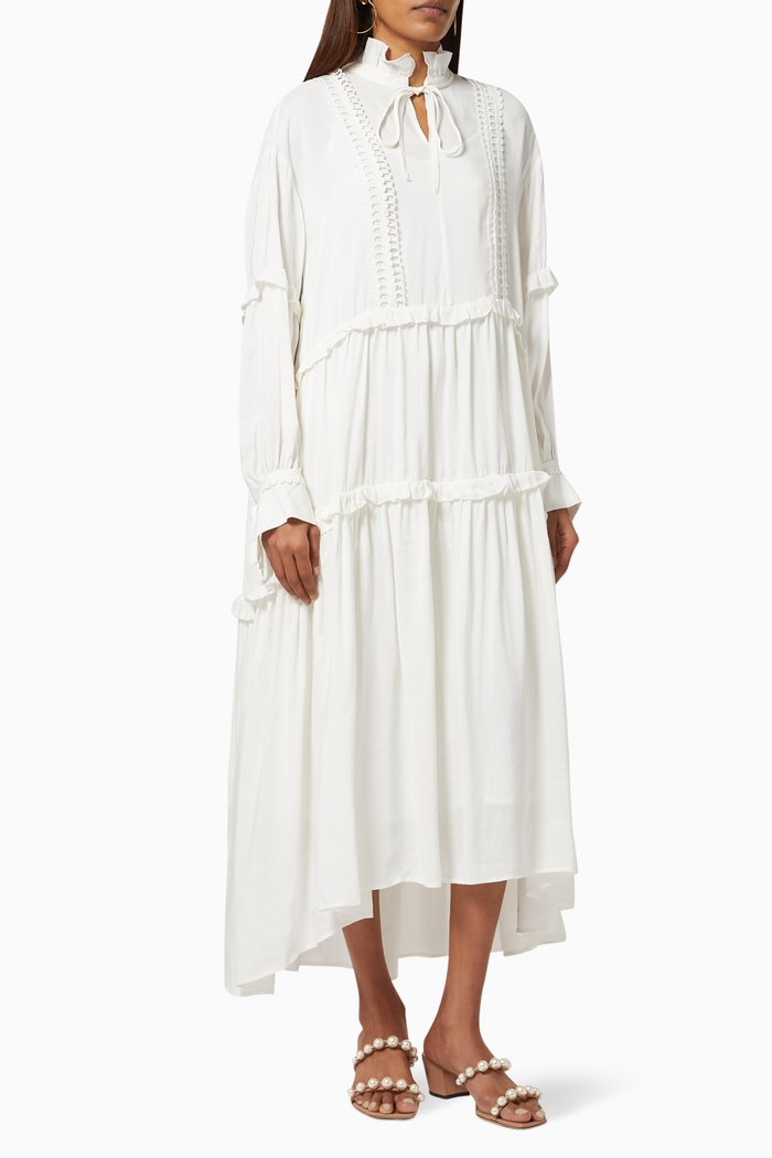 

Ruffle Tiered Dress, White