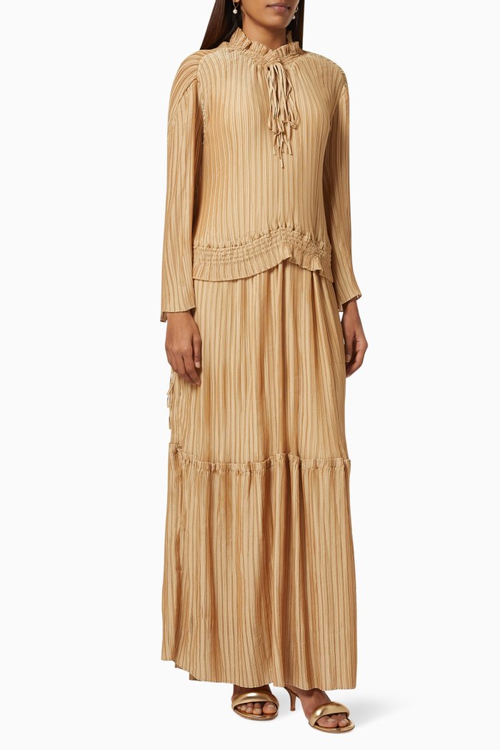 

Crinkle Tiered Dress, Neutral