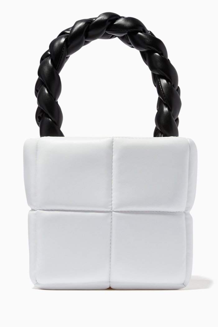 

Mini Celia Top Handle in Quilted Vegan Eco Leather, White