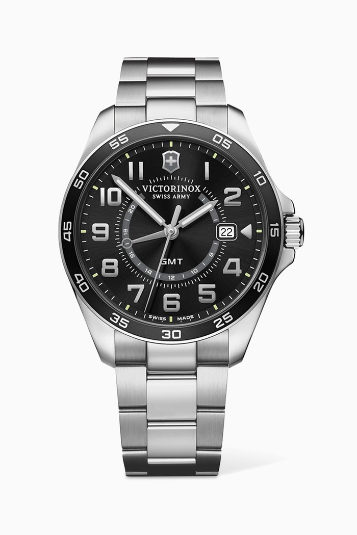 

42mm FieldForce Classic GMT Quartz Watch, Silver