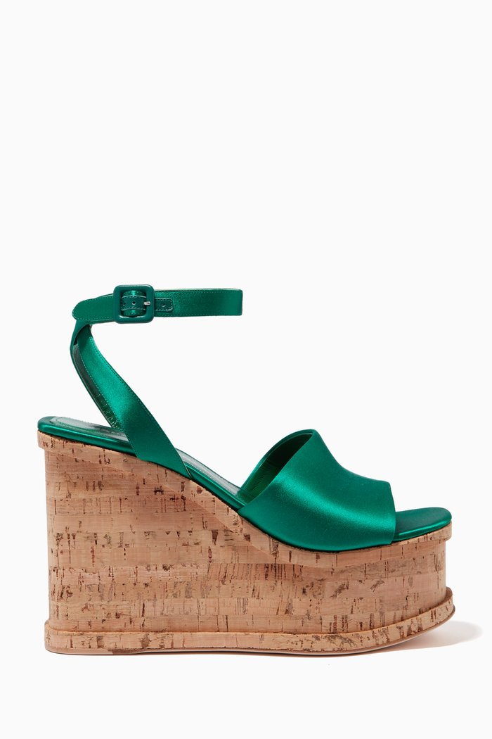 

Palace Wedge Sandals in Satin, Green