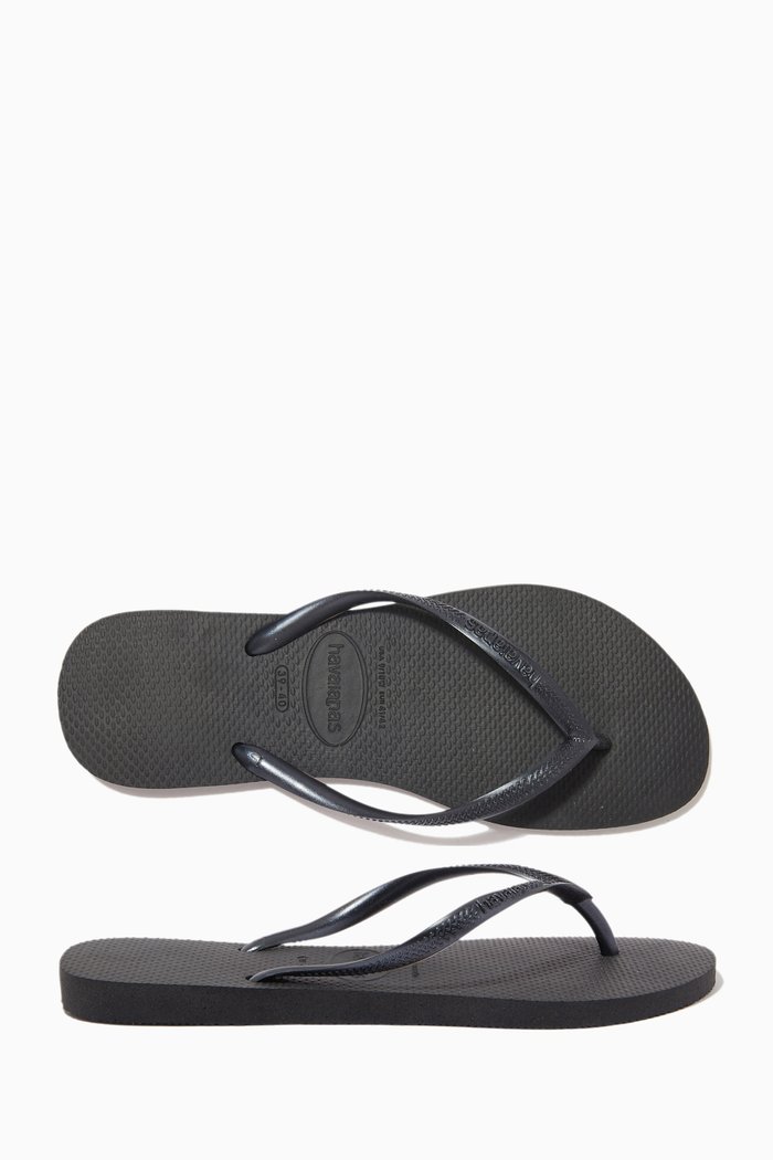 

Slim Flip Flops in Rubber, Black