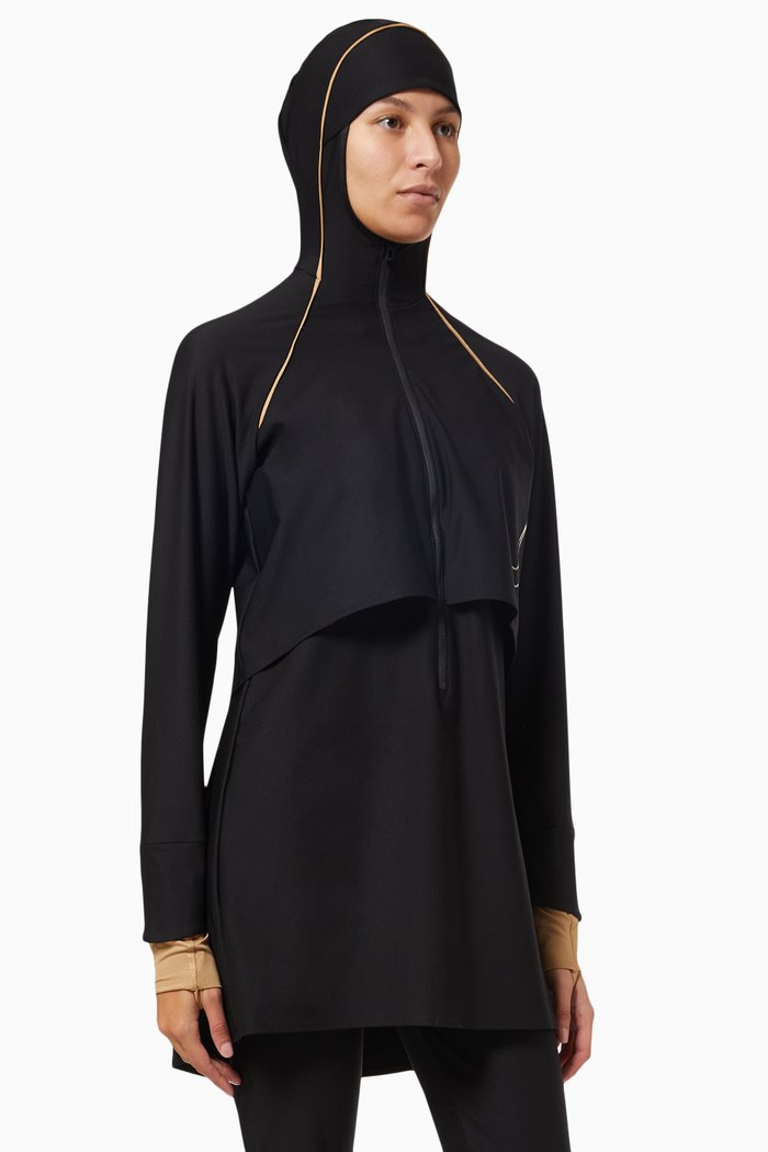 Victory Luxe Swim Tunic in Stretch Nylon, Black