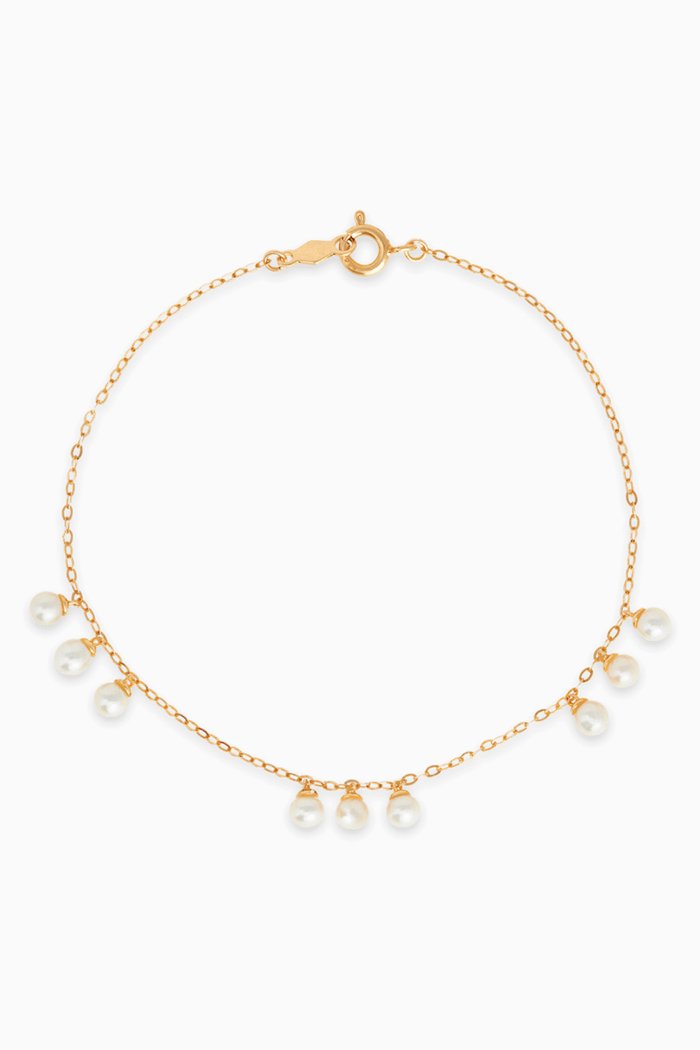 Pearly Charm Bracelet in 10kt Yellow Gold