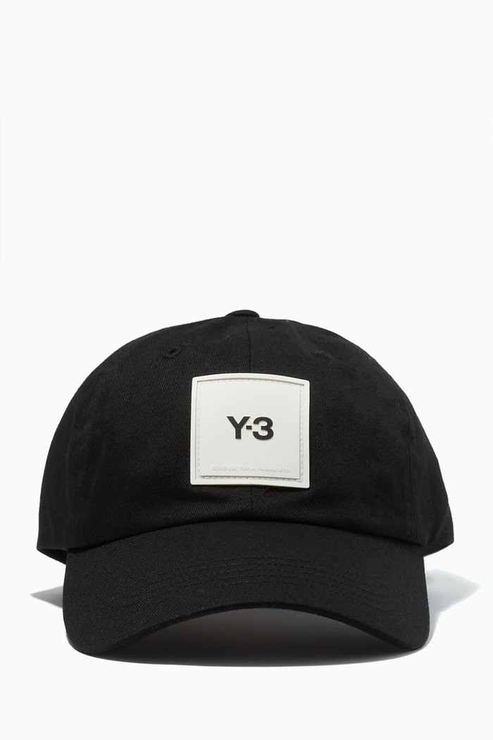 

Y-3 Square Label Cap in Cotton Twill, Black