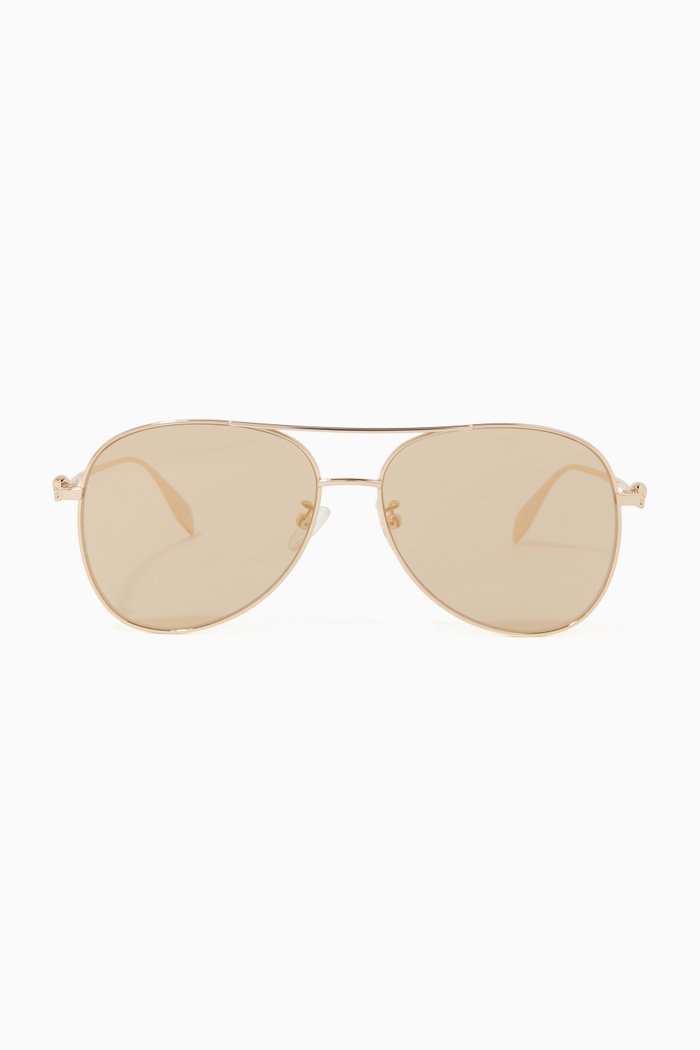 

Light Skull Pilot Sunglasses, Gold