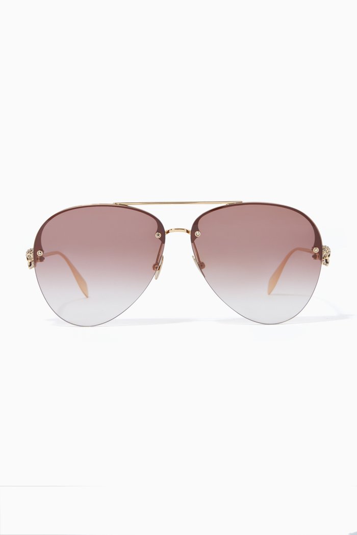 

Skull Jewelled Pilot Sunglasses, Gold