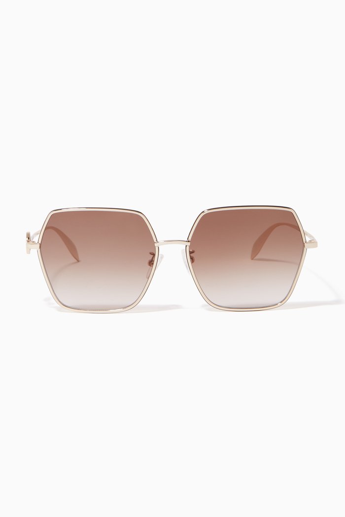 

Seal Logo Square Sunglasses, Gold