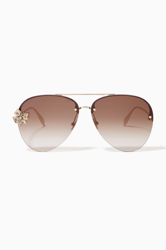 

Butterfly Jewelled Pilot Sunglasses, Gold
