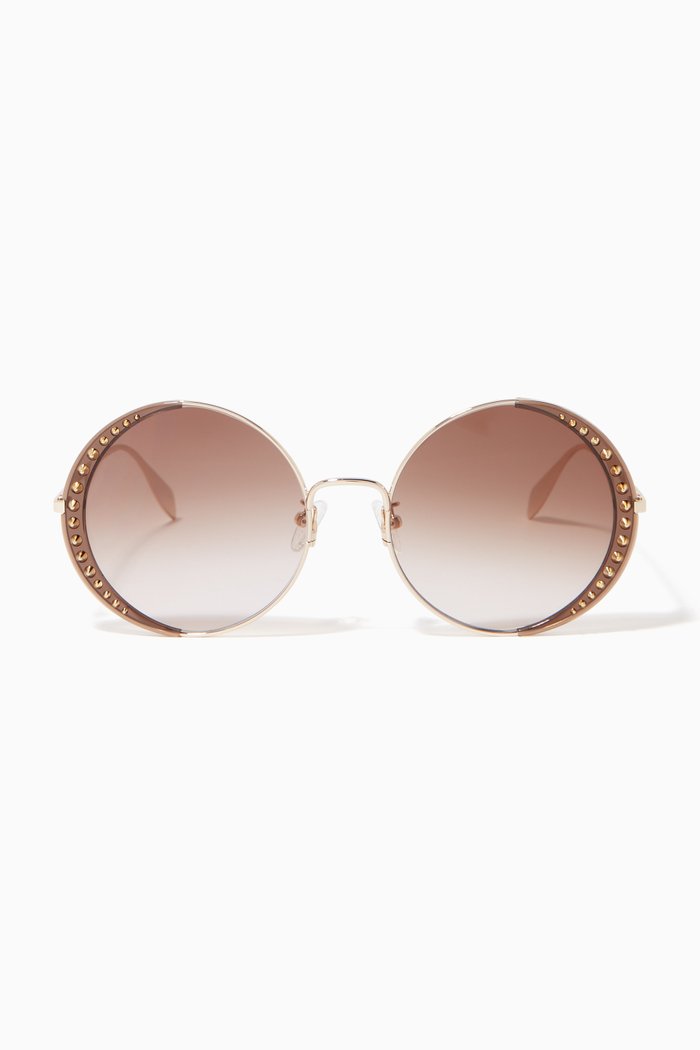 

Studded Lens Round Sunglasses, Gold