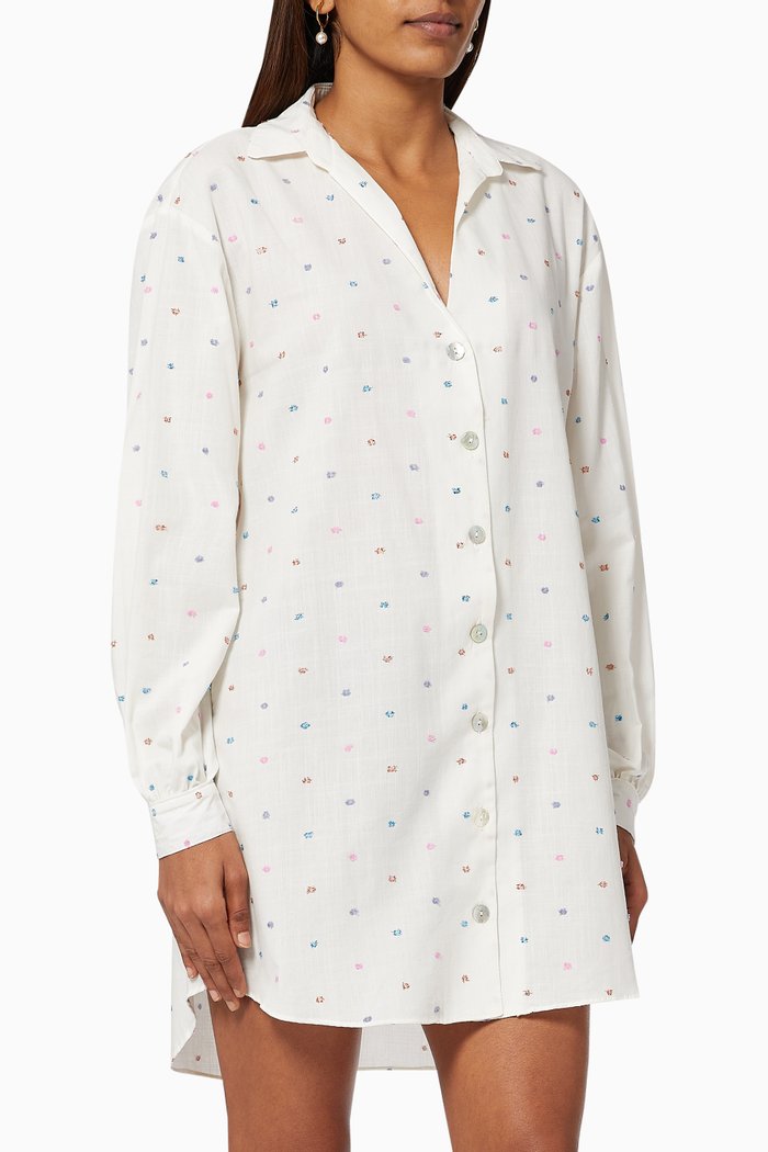 

Mia Rainbow Oversized Shirt in Cotton, White
