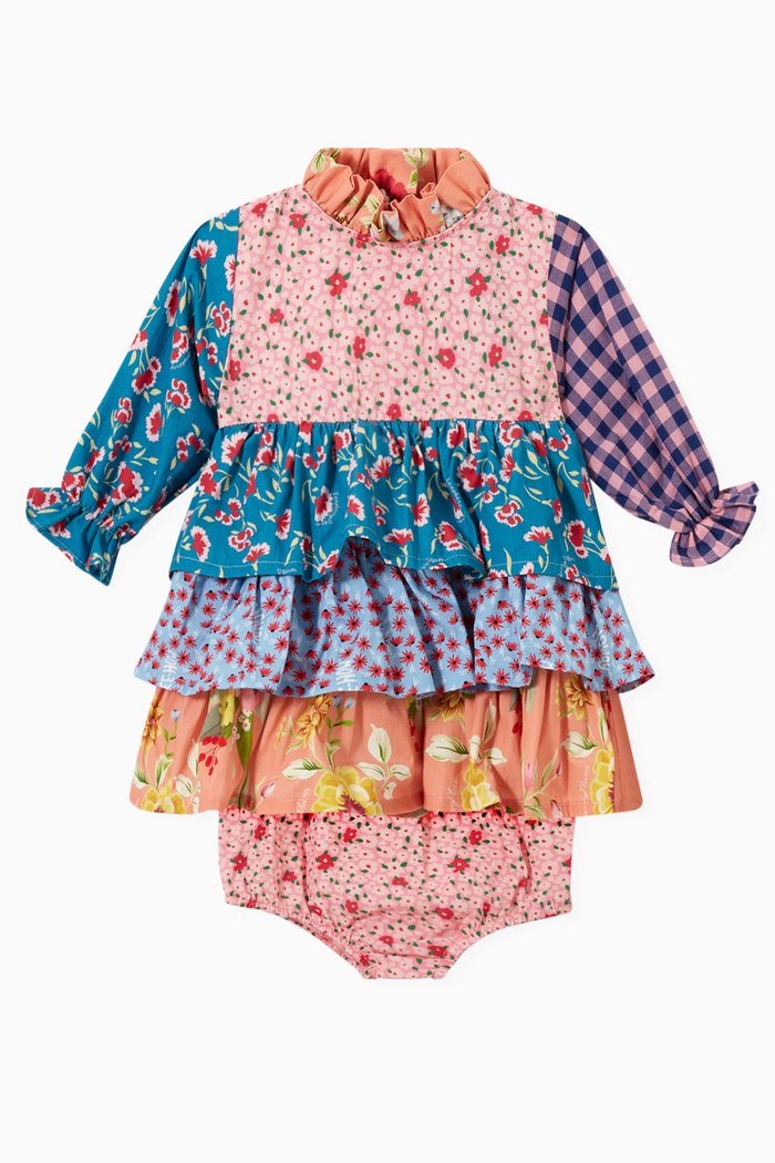 

Eloise Tiered Dress in Poplin, Multicolour