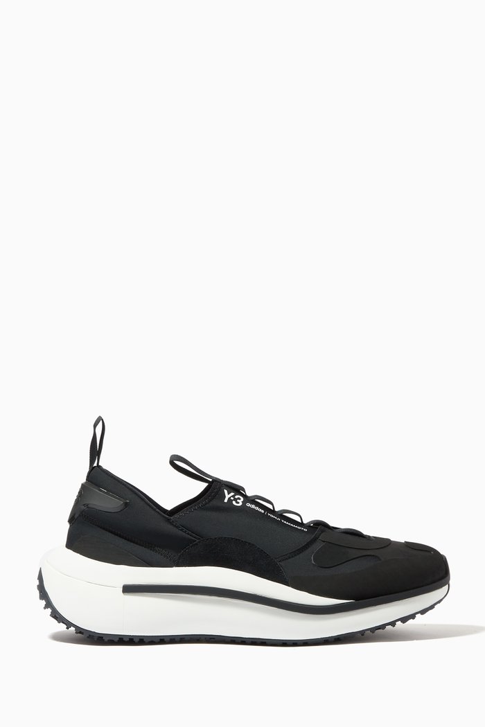 

Qisan Cozy Sneakers in Neoprene & Suede, Black