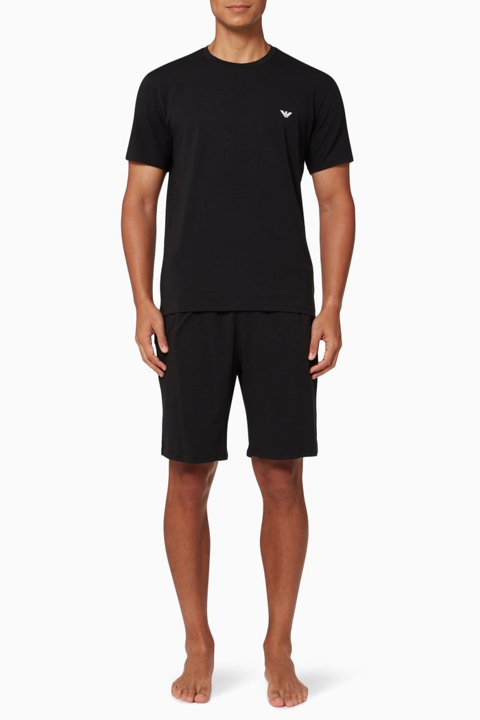 

166 Pyjama Shorts Set in Jersey, Black