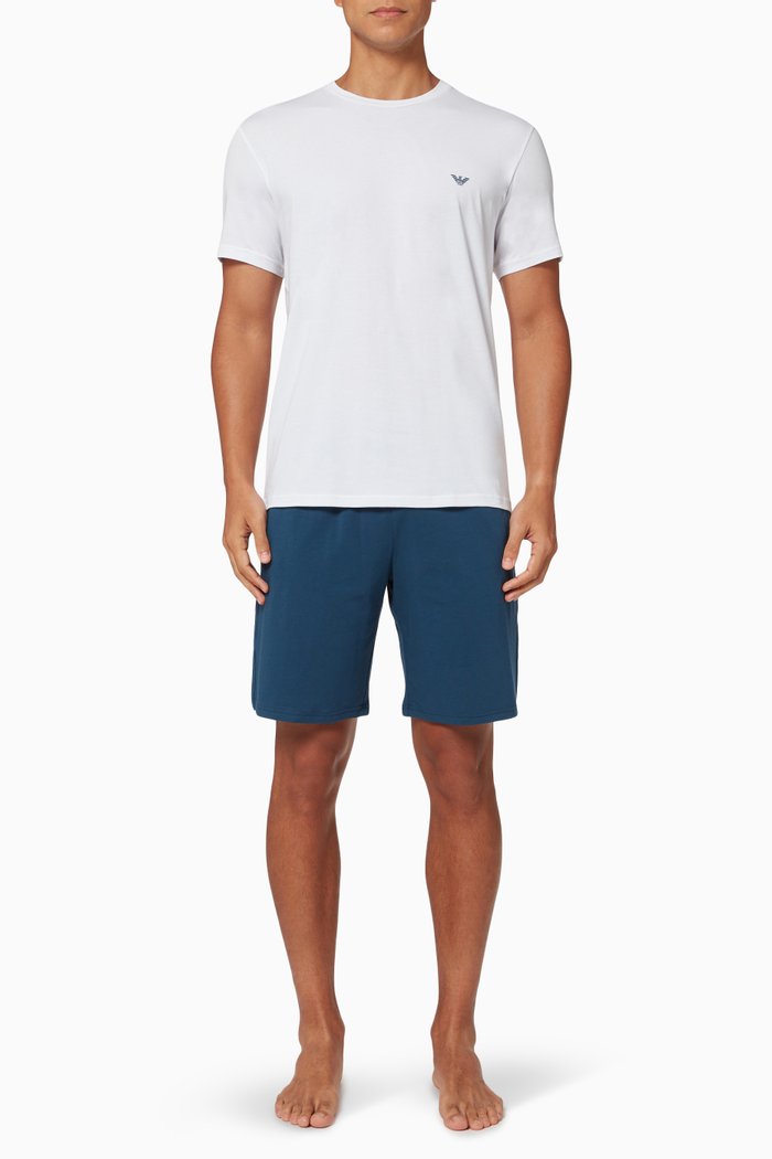 

166 Pyjama Shorts Set in Jersey, White