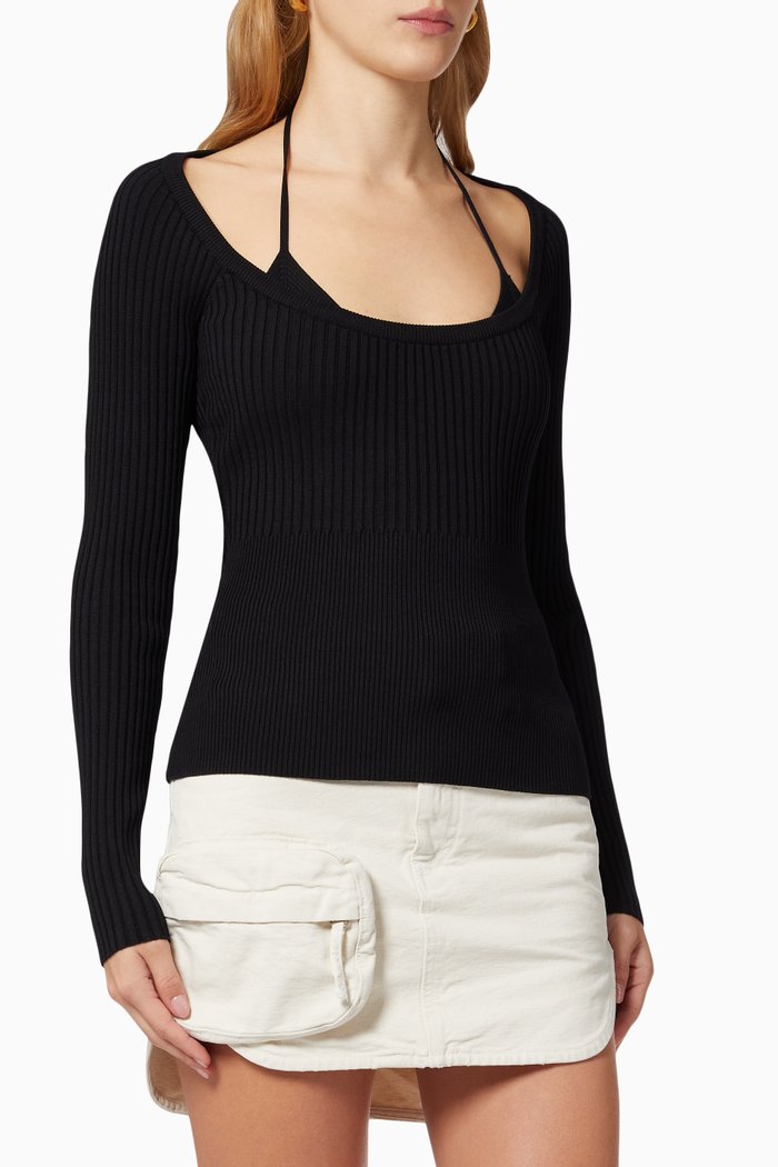 

Jayline Sweater in Ribbed Knit, Black