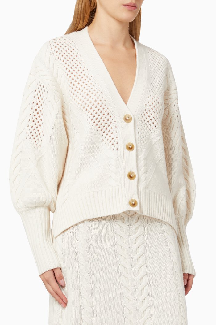 

Jayne Cardigan in Cable Knit, White