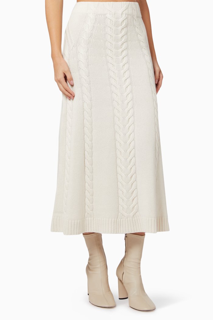 

Jovie A-line Skirt in Cable Knit, White