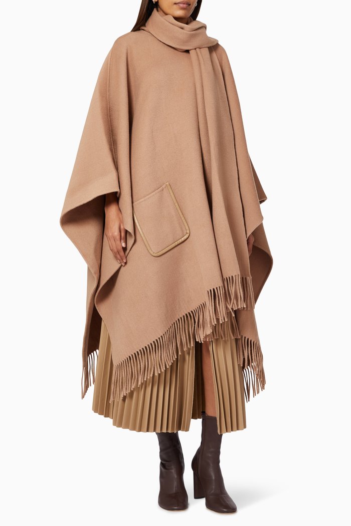 

Sam Fringe Poncho in Melton Wool, Neutral