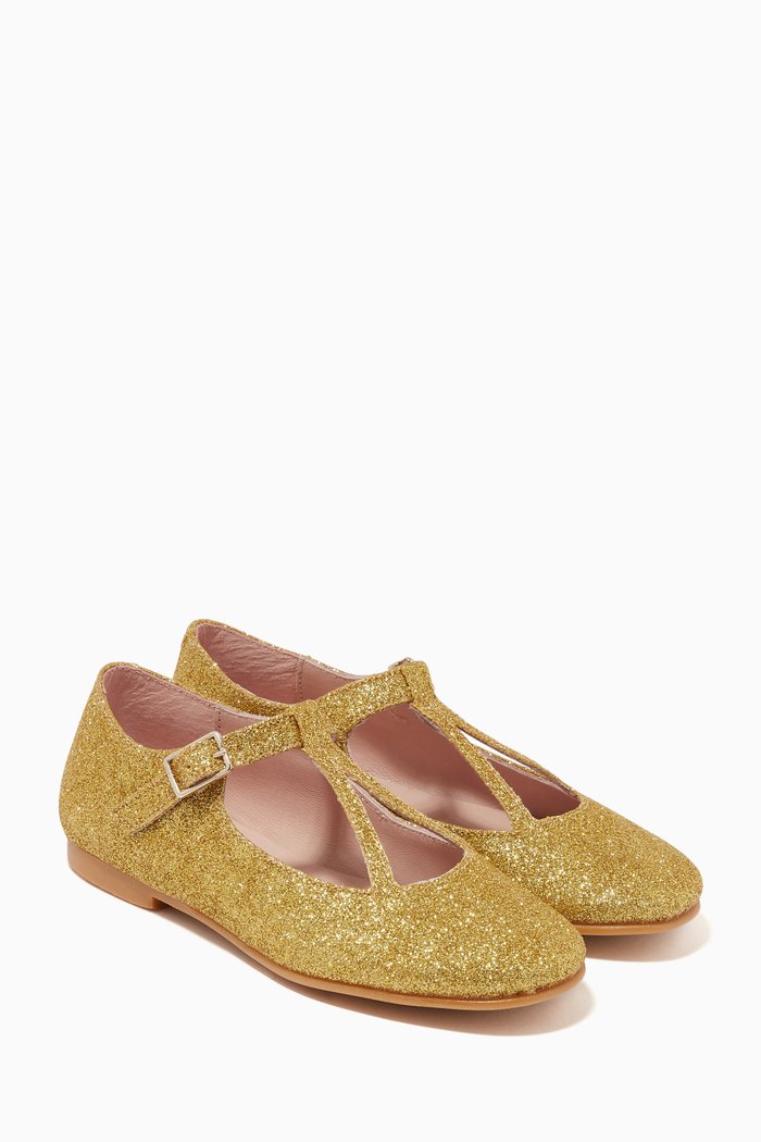 Simone Ballerinas in Metallic Leather, Gold