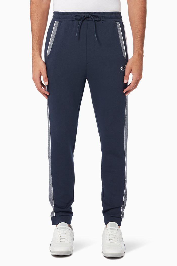 

Logo Tape Print Sweatpants in Cotton, Blue