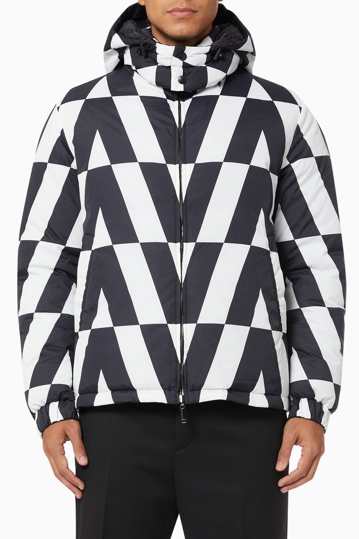 

Reversible Jacket in Macro Valentino Optical Nylon, Black
