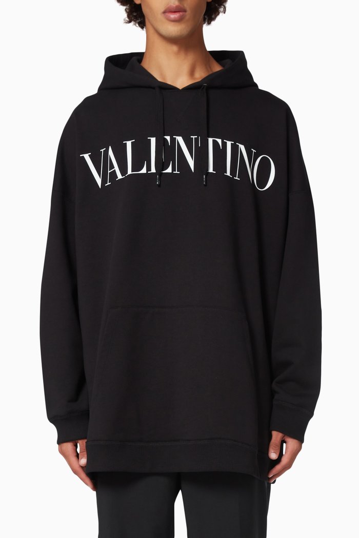 

Valentino Oversized Hoodie in Cotton Terry, Black