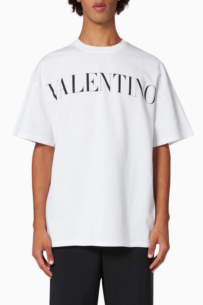 

Oversized T-shirt with Valentino Print in Cotton Jersey, White
