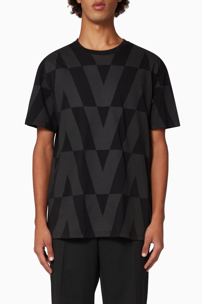 

T-shirt in Valentino Optical Cotton, Black