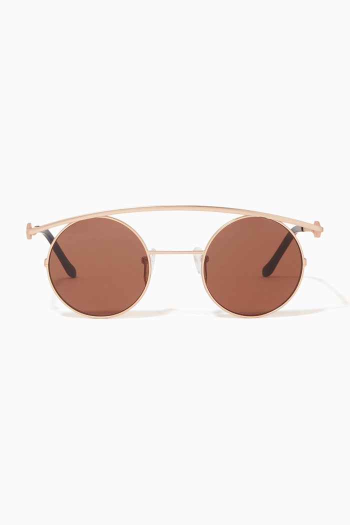 

Retro XL Round Sunglasses in Metal, Brown