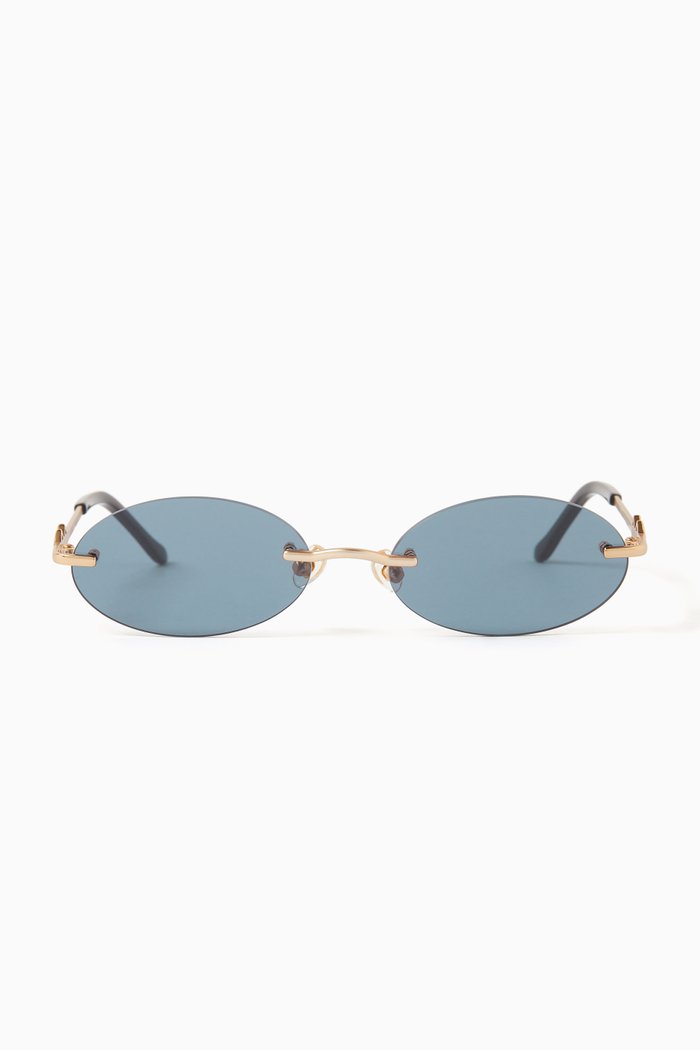 

Vicky Oval Sunglasses in Metal, Blue