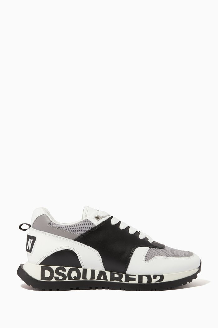

Running Sneakers in Calfskin & Technical Fabric, Black