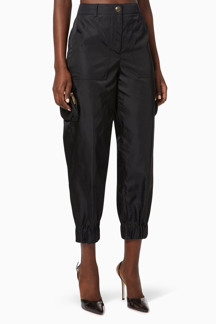Purse Pockets Cargo Trousers, Black