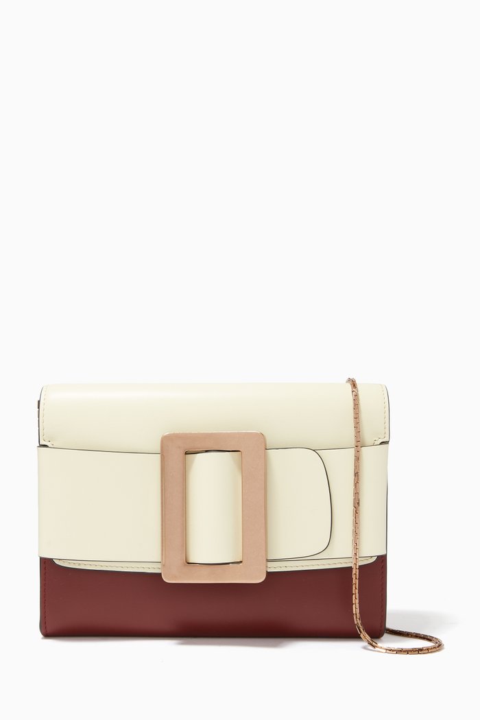 

Buckle Travel Case Crossbody Bag in Calf Leather, Burgundy