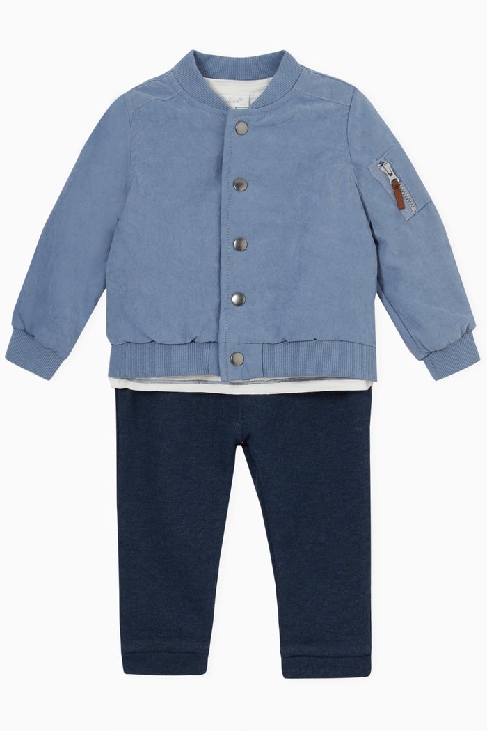 

Bomber Jacket, Stripes T-shirt & Pants Set, Multicolour