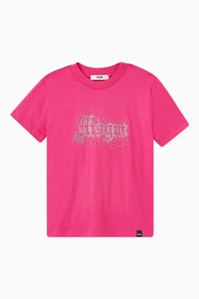 

Logo Print T-shirt in Cotton, Pink