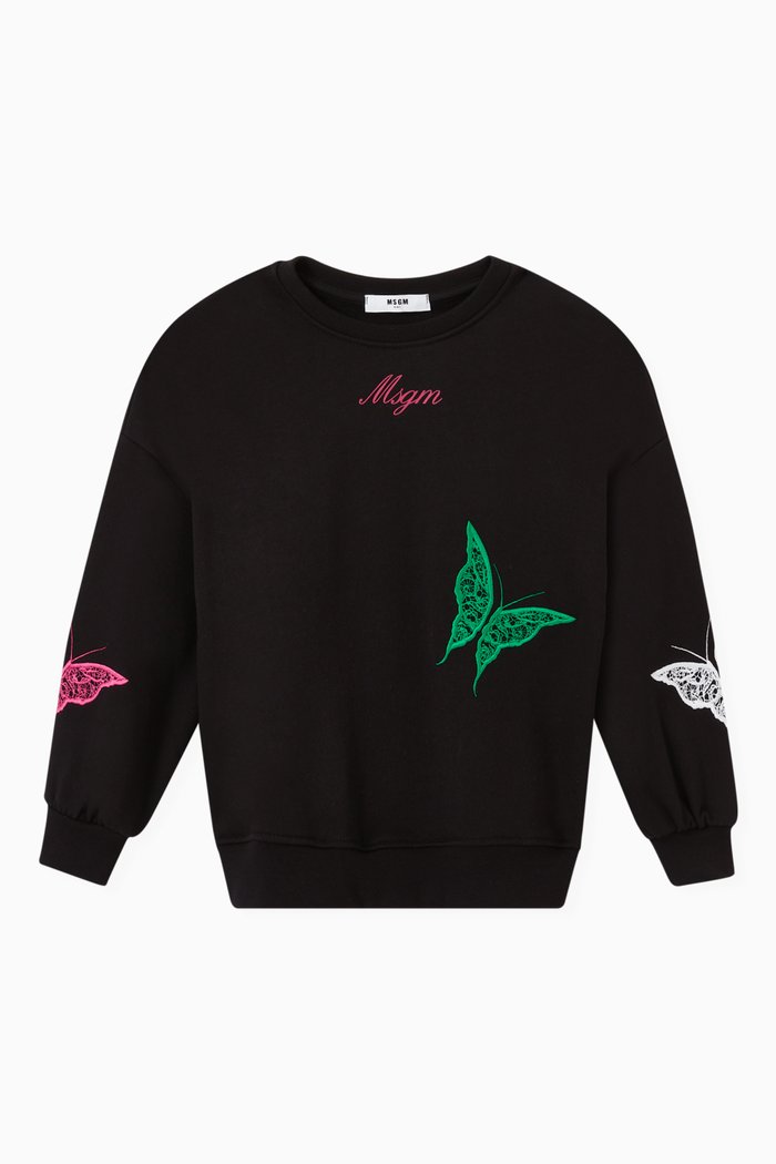 Butterfly Logo Sweatshirt in Cotton, Black