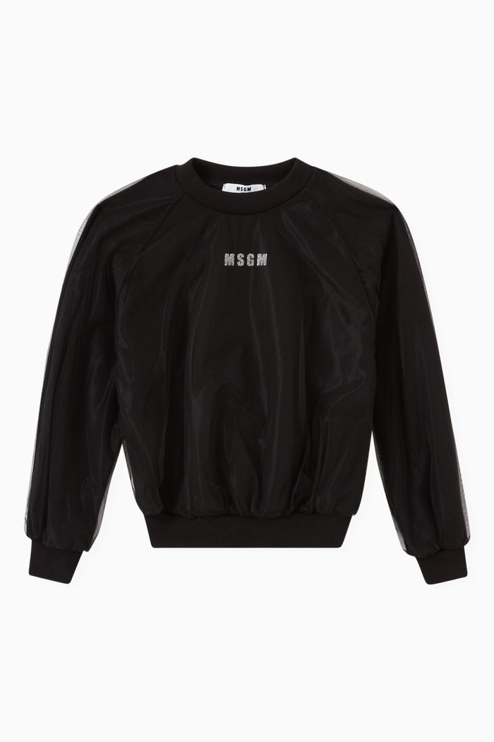

Logo Sweatshirt in Mesh Overlay, Black