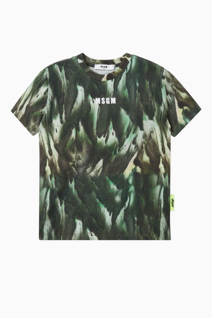 

All-over Abstract Print Logo T-shirt in Jersey, Multicolour