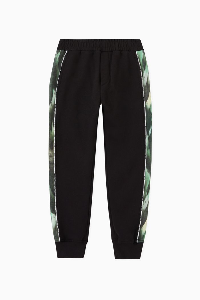 

Printed Side Stripe Logo Sweatpants in Cotton, Black