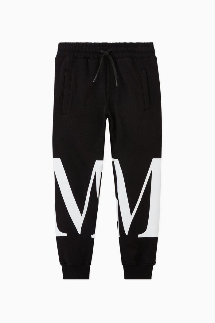 

Wrap-around Logo Print Sweatpants in Cotton, Black