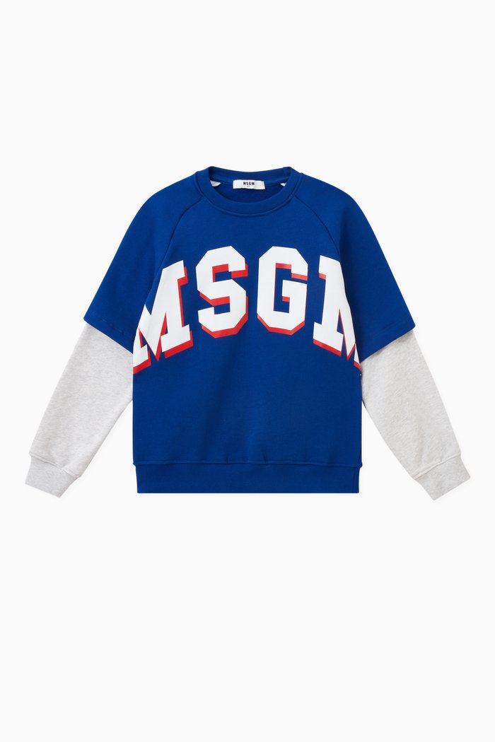 

Bold Logo Layered Sweatshirt in Cotton, Blue