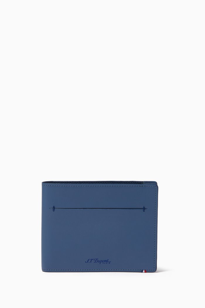 

Line D Slim Wallet in Leather, Blue