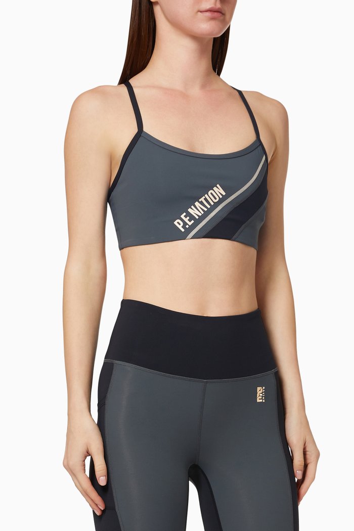 

League Sports Bra in Recycled Nylon, Black