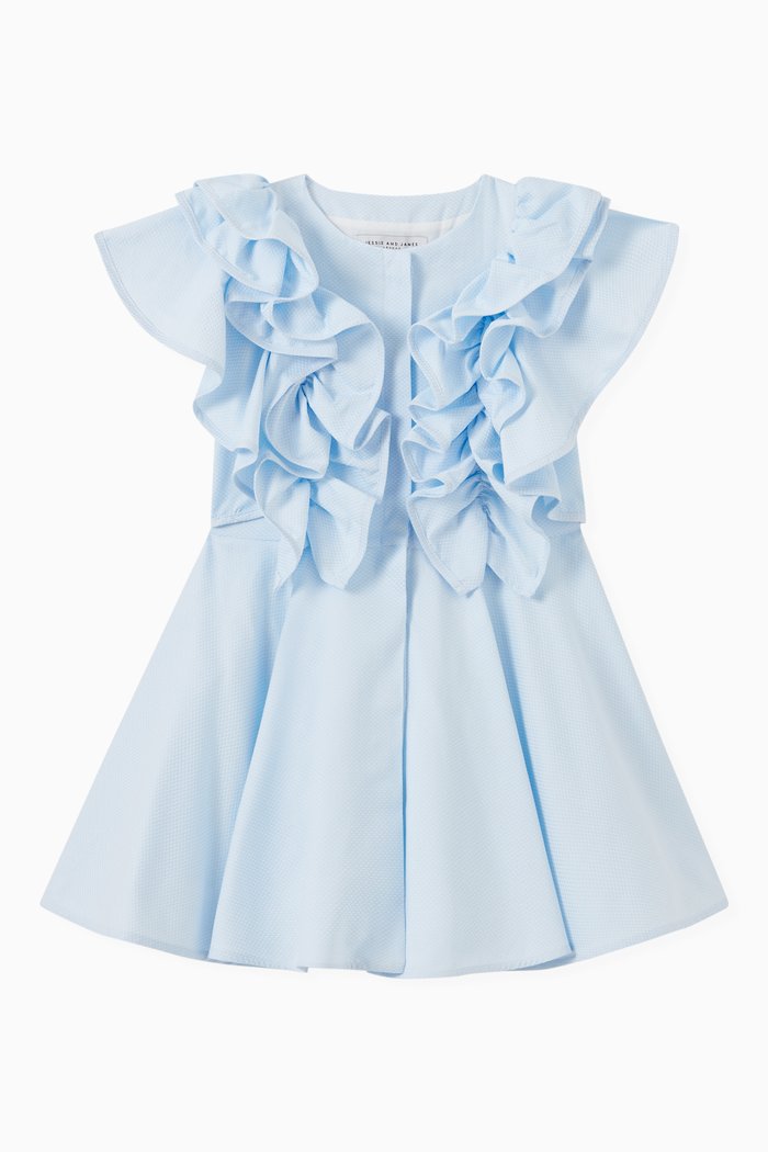 

Bettina Frill Dress in Cotton, Blue