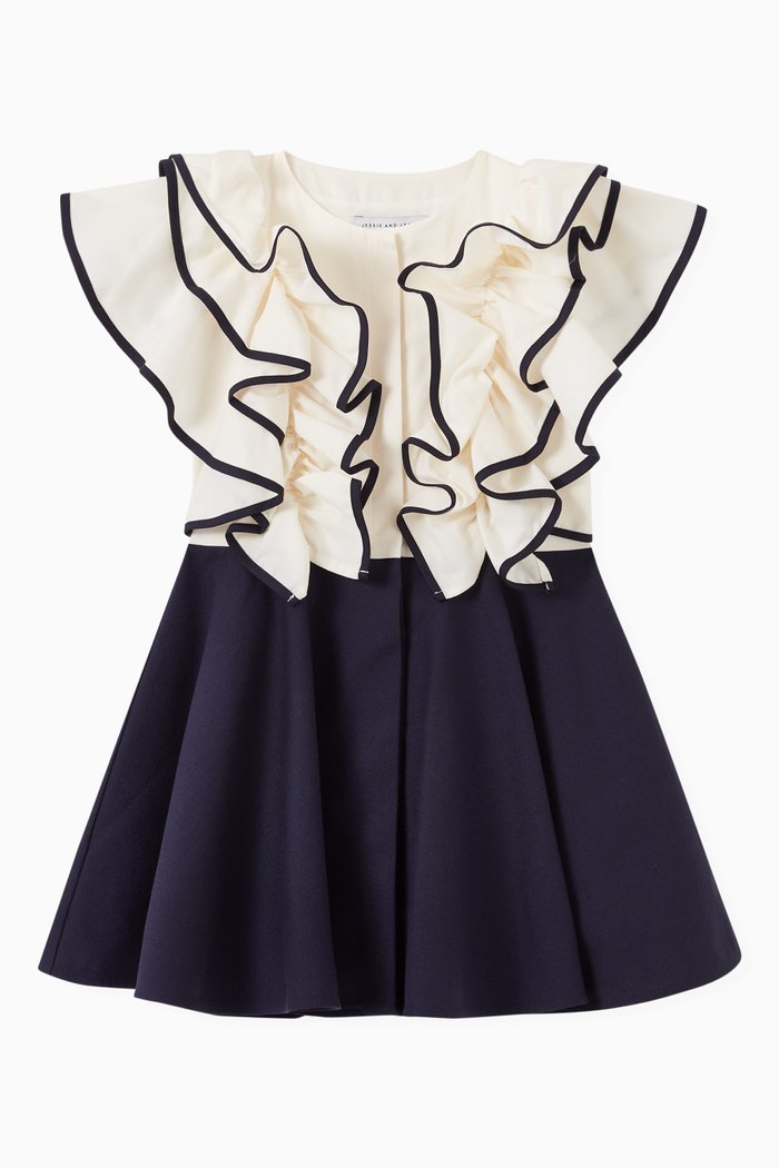 

Bettina Frill Dress in Cotton, Blue