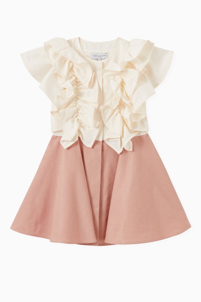 Bettina Frill Dress in Cotton, Pink