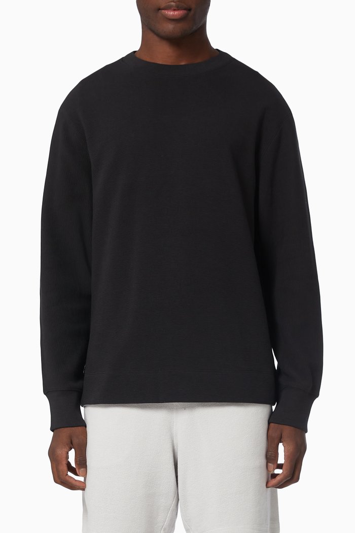 

Mock Neck Sweater in Ribbed Cotton, Black